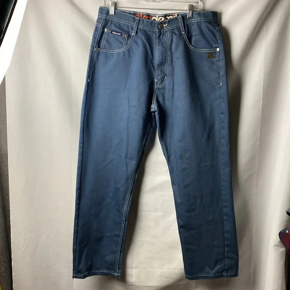 AKADEMIKS MENS SIZE 36/30 DARK STEEL BLUE JEANS PANTS GOOD CLEAN CONDITION - Picture 3 of 14